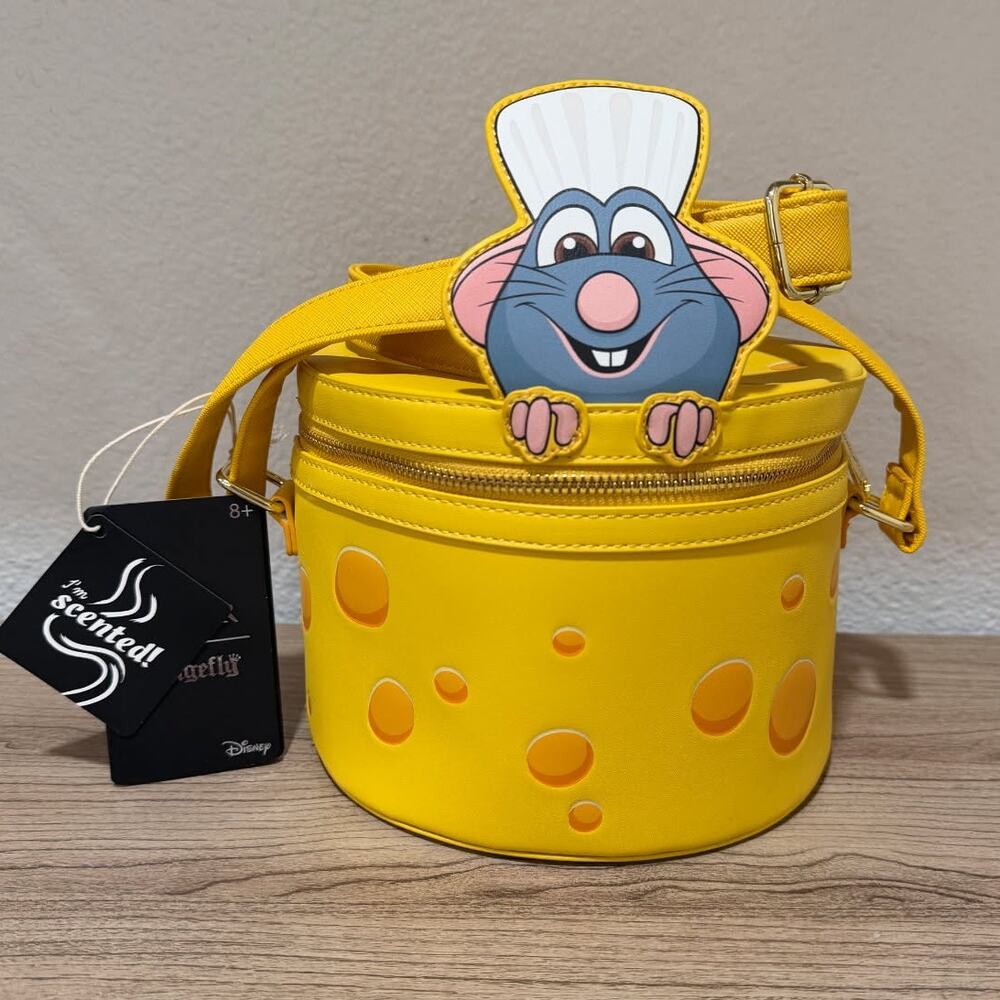 Loungefly Disney Pixar Ratatouille Cheese Wheel Strawberry Scented Crossbody Bag - Picture 5 of 6